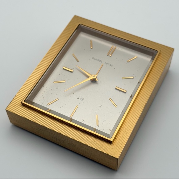 GABRIEL LUCAS BRASS DESK CLOCK — SWISS MADE - Picture 6 of 8